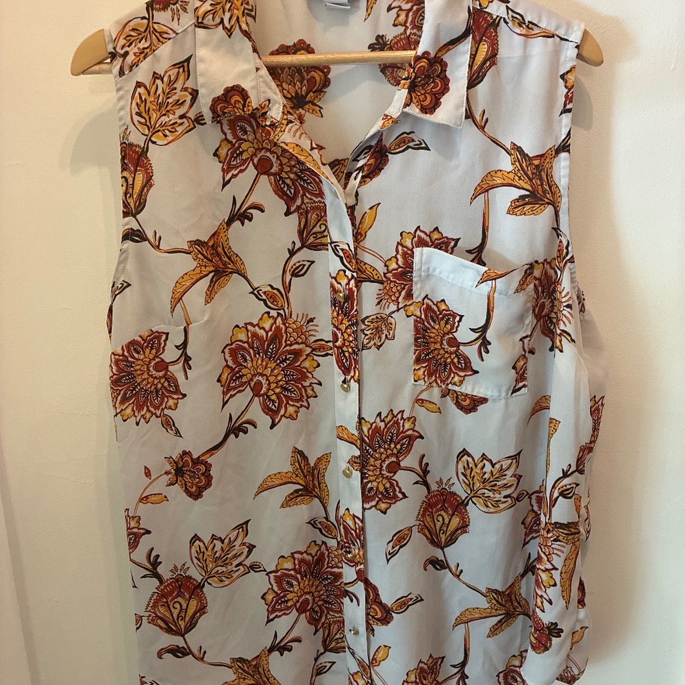 Liz Claiborne Women's  Sleeveless Loose Fit Button-Down Shirt Size XXL